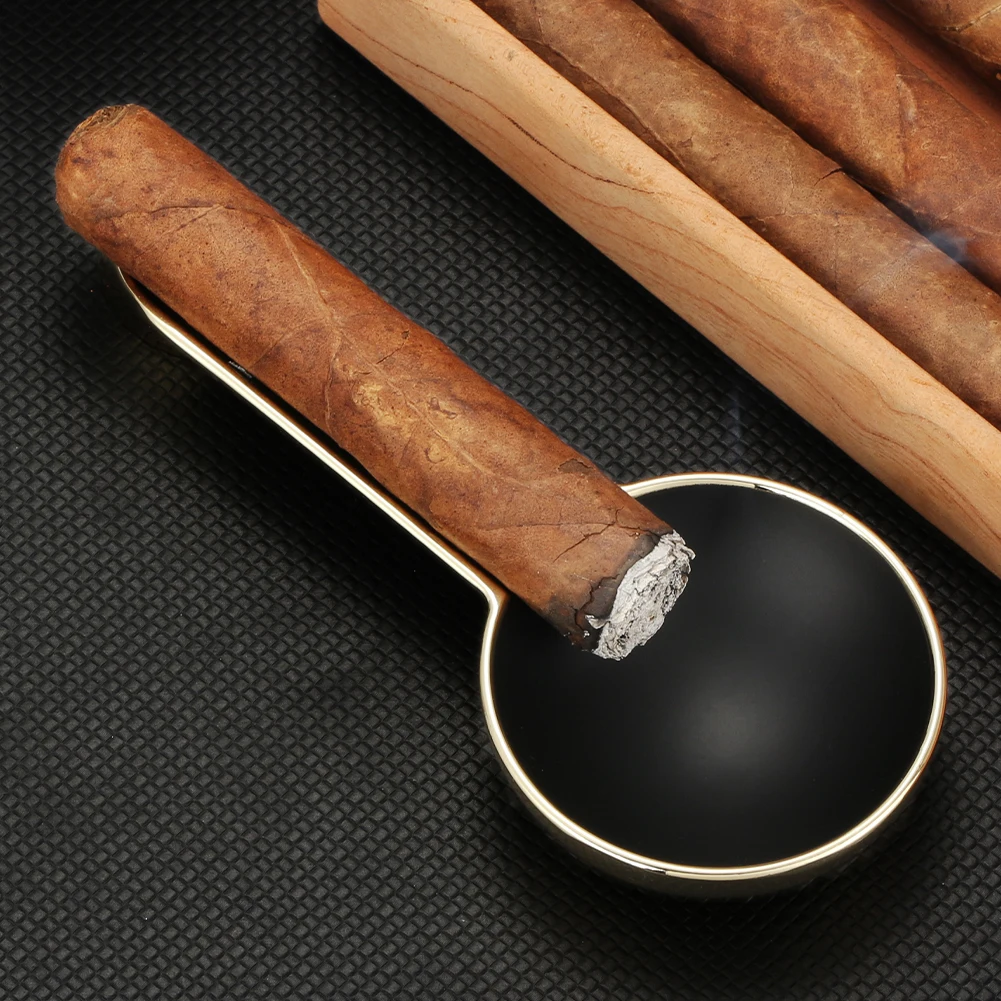 Galiner Alloy Cigar Ashtray 1 Slot Spoon-Shape Ash Tool Portable Ashtray Cigar Rest Outdoor Travel Smoking Use Cigar Accessories