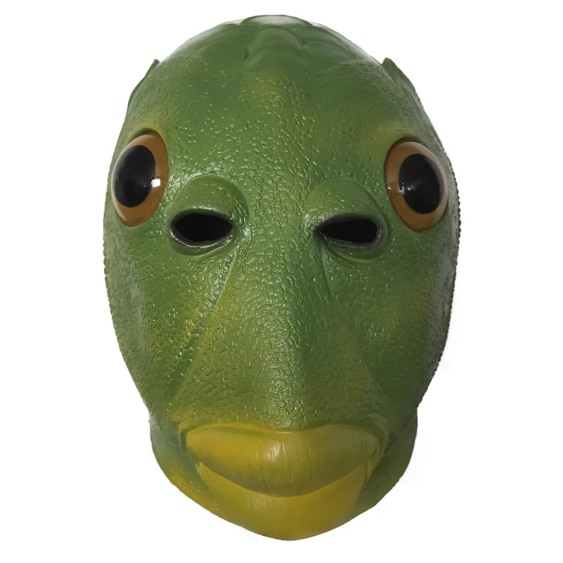 Ugly Green Fish Headgear Latex Cosplay Party Adult Funny Halloween Alien Mask Party Horror Spoof Supplies