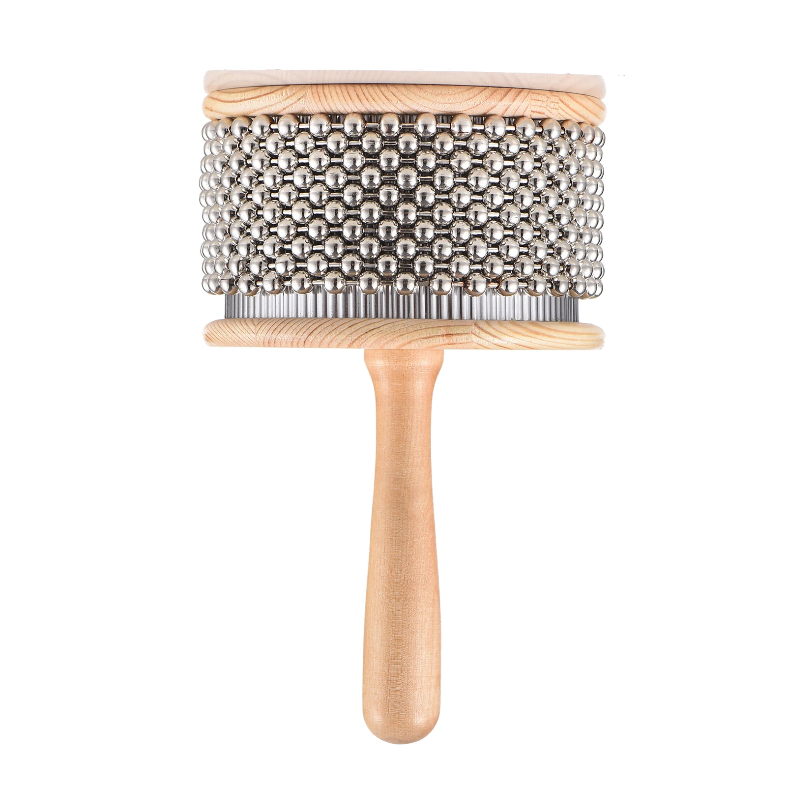 

Wooden Cabasa Percussion Musical Instrument with Metal Beaded Chain & Cylinder Pop Hand Shaker for Classroom Band, Medium Size,