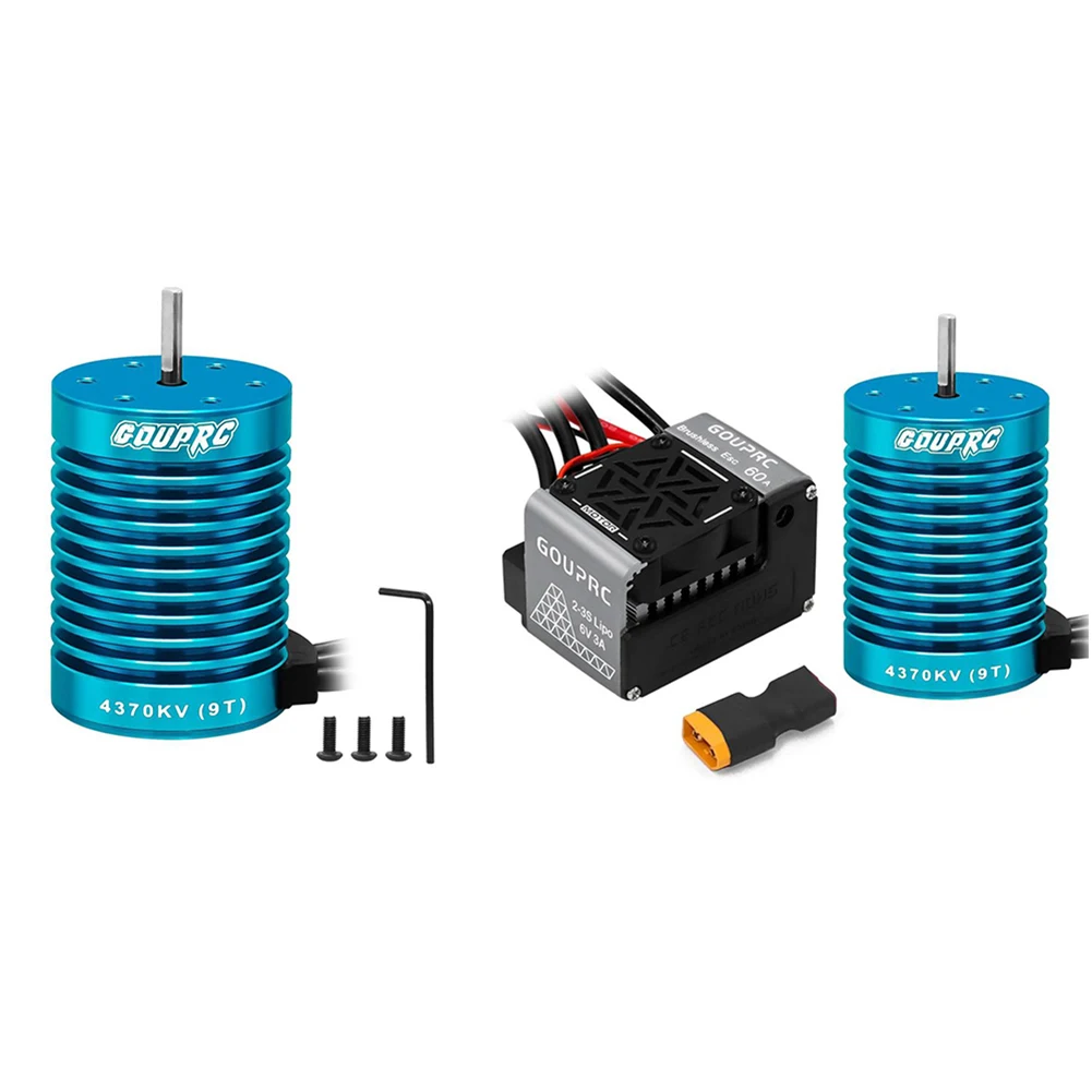

4370KV Brushless RC Motor with 60A Brushless ESC Combo Mini Brushless Motor for 1/10 RC Car Truck