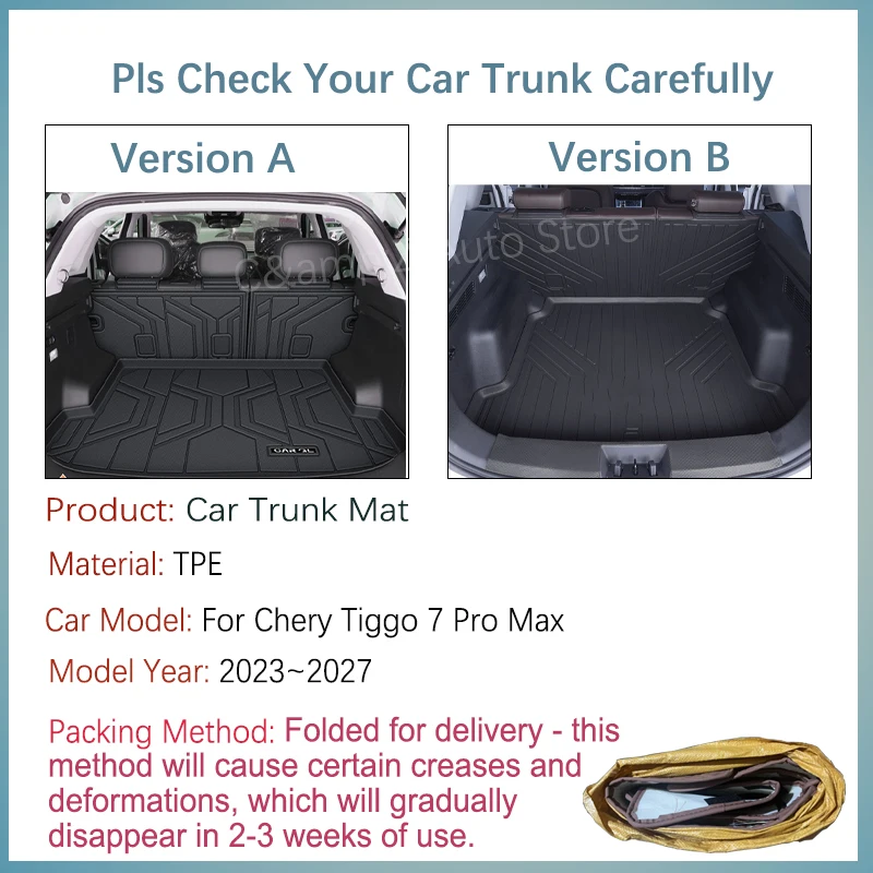 Car Trunk Mat For Chery Tiggo 7 Pro Max Ebro S700 Xcite X-7 DR 6.0 Sportequipe 6 2023~2027 5seat TPE Cargo Cover Auto Acessories
