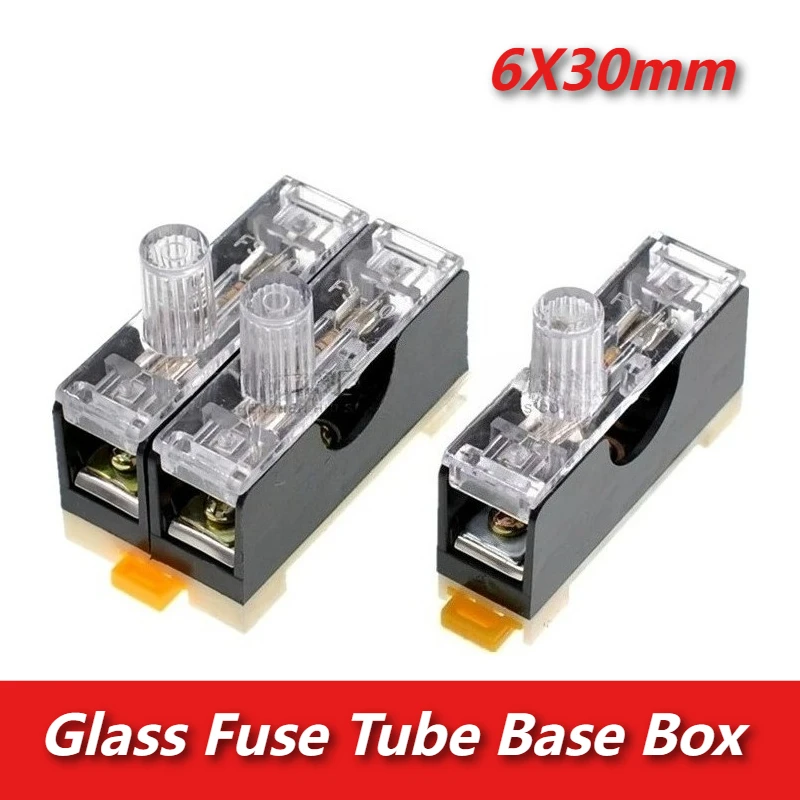 

6X30mm Glass Fuse Tube Base Box Rail Type with Light FS-101 220V Low Voltage Fuse Single/Double Rail Rail Type 10A with Light