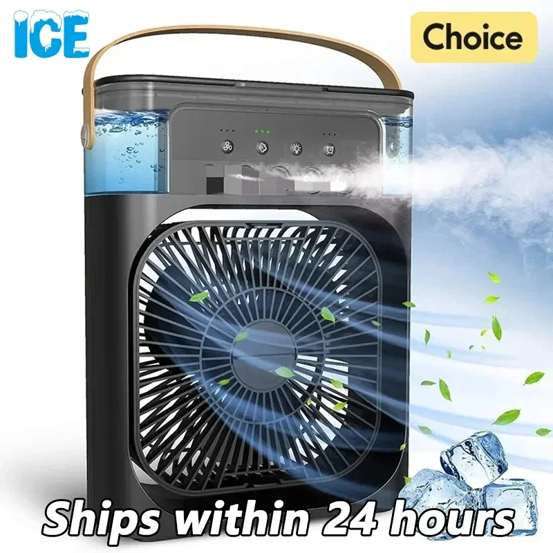 Portable Humidifier Fan Air Conditioners USB Electric Fan LED Night Light Water Mist Fun 3 In 1 Air Cooler Humidifie For Home 2