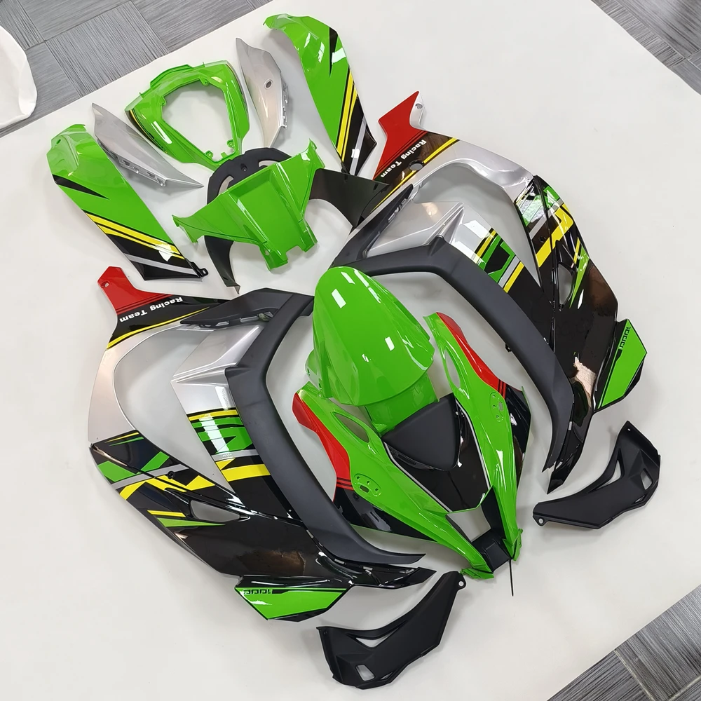 Hijau perak dicetak gradien huruf untuk ZX10R 2016 2017 2018 2019 2020 ZX 10R penuh Fairing Kit Bodywork Cowling injeksi