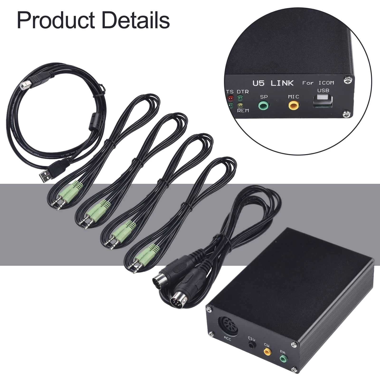 U5 Link Radio Connector for ICOM DIN8 to DIN8 USB Cable FT-232RL Chip 6N137 Optocoupler 115200 bps Plug and Play Ham Radio