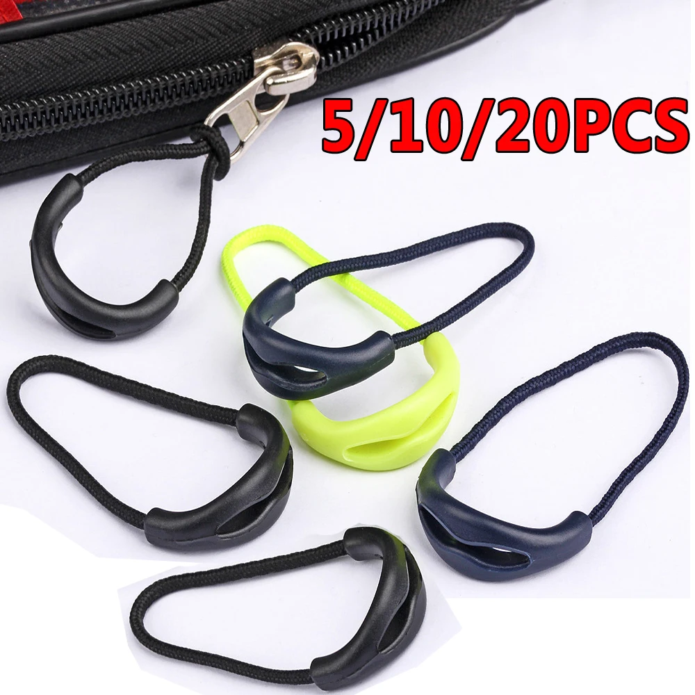 5/10/20Pcs PVC Zipper Pull Cord Mix Color Zipper Head Pull Puller End Fit Rope Tag Fixer Zip Cord for Garment Bags Accessory