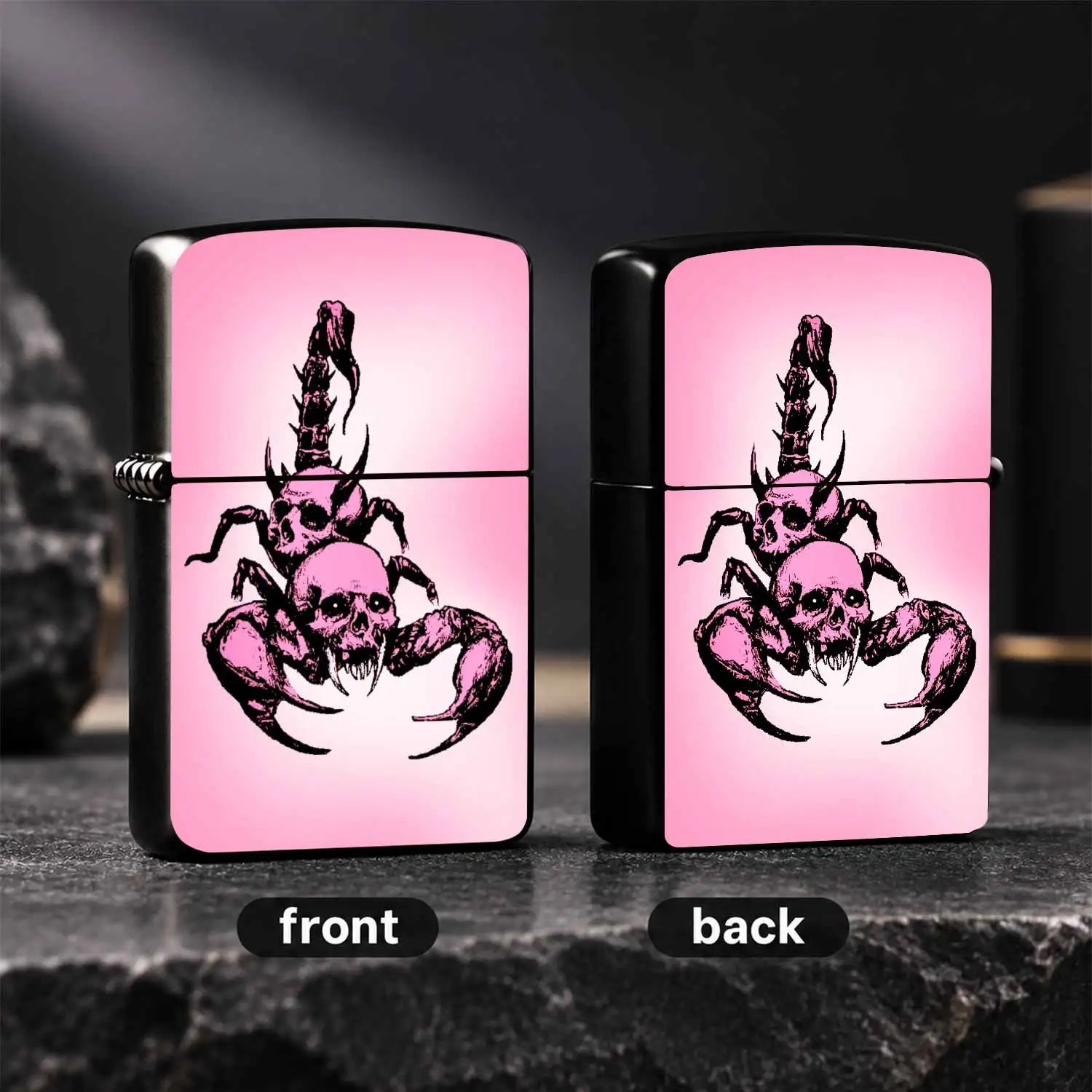 Creative Pink Scorpion Pattern Lighter WithSkull Design, Stylish Portable Accessory For Daily Use, Outdoor Adventures, Gifting, Versatile Cool Decorative Tool For All Scenes, Unique Aesthetic Practical Gadget For Daily Carrying A Humorous