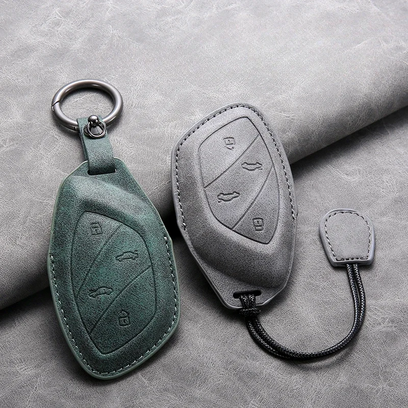 For Roewe RX5 I6 I5 RX3 RX8 ERX5 MG ZS EV MG6 EZS HS EHS MARVEL X MARVEL R Leather Car Key Case Cover Keychain Accessories