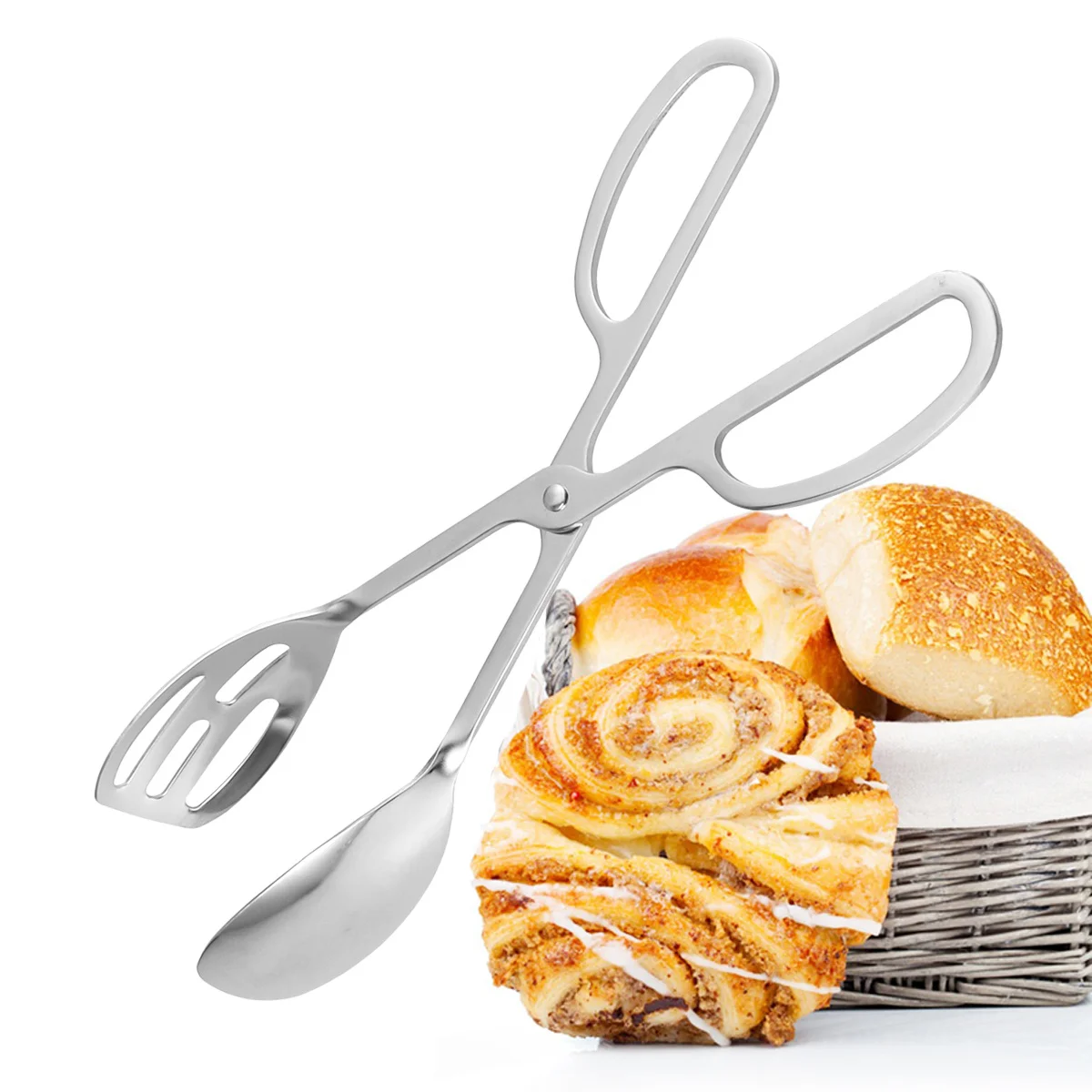 

1Pcs Stainless Steel Buffet Tongs Polished Heat Resistant Kitchen Bbq Tong for Bread Cake Salad Steak Barbecue Clip Food