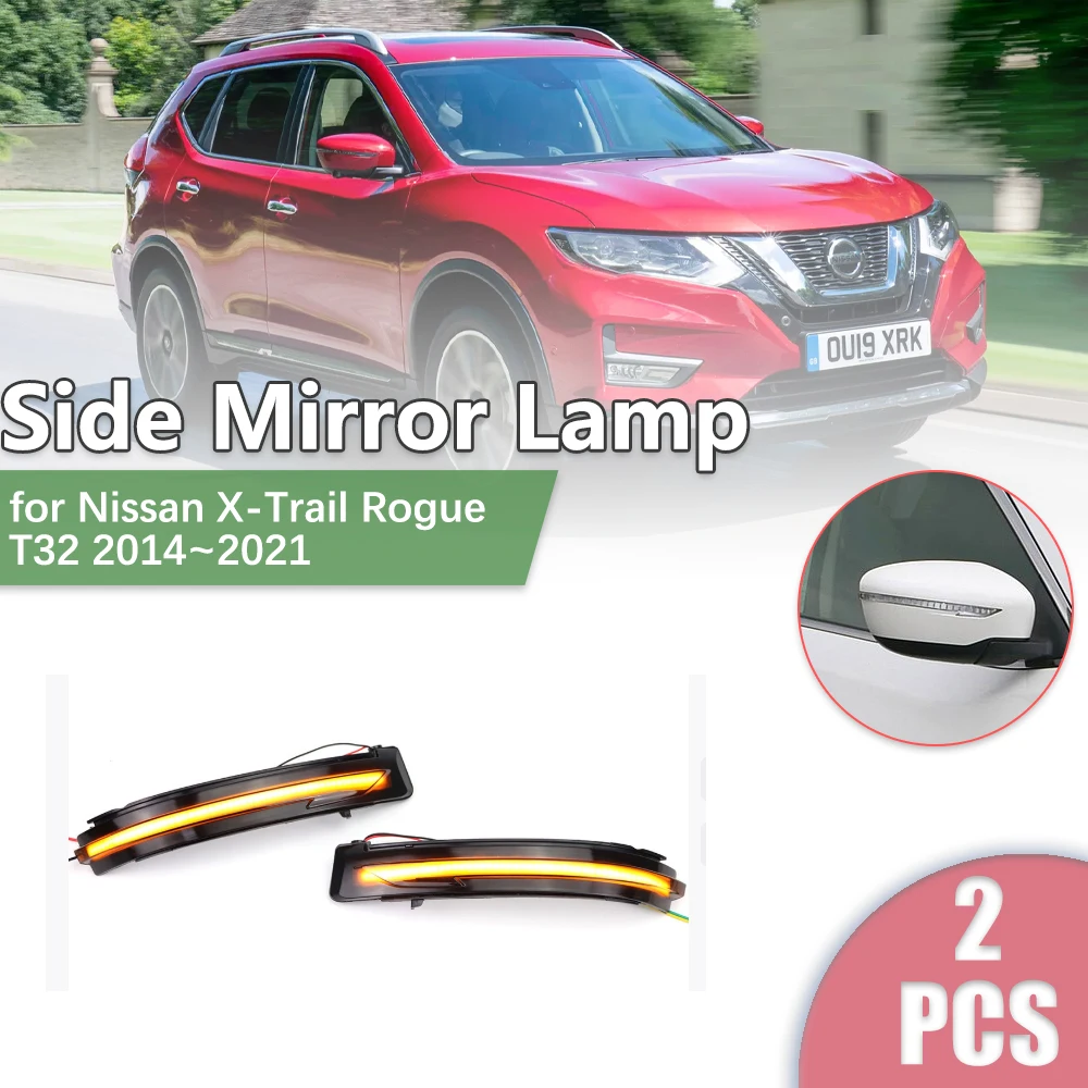 

for Nissan X-Trail Rogue T32 2014~2021 Car Rearview Side Mirror LED Turn Signal Indicator Lamp Flowing lights Part Accessories