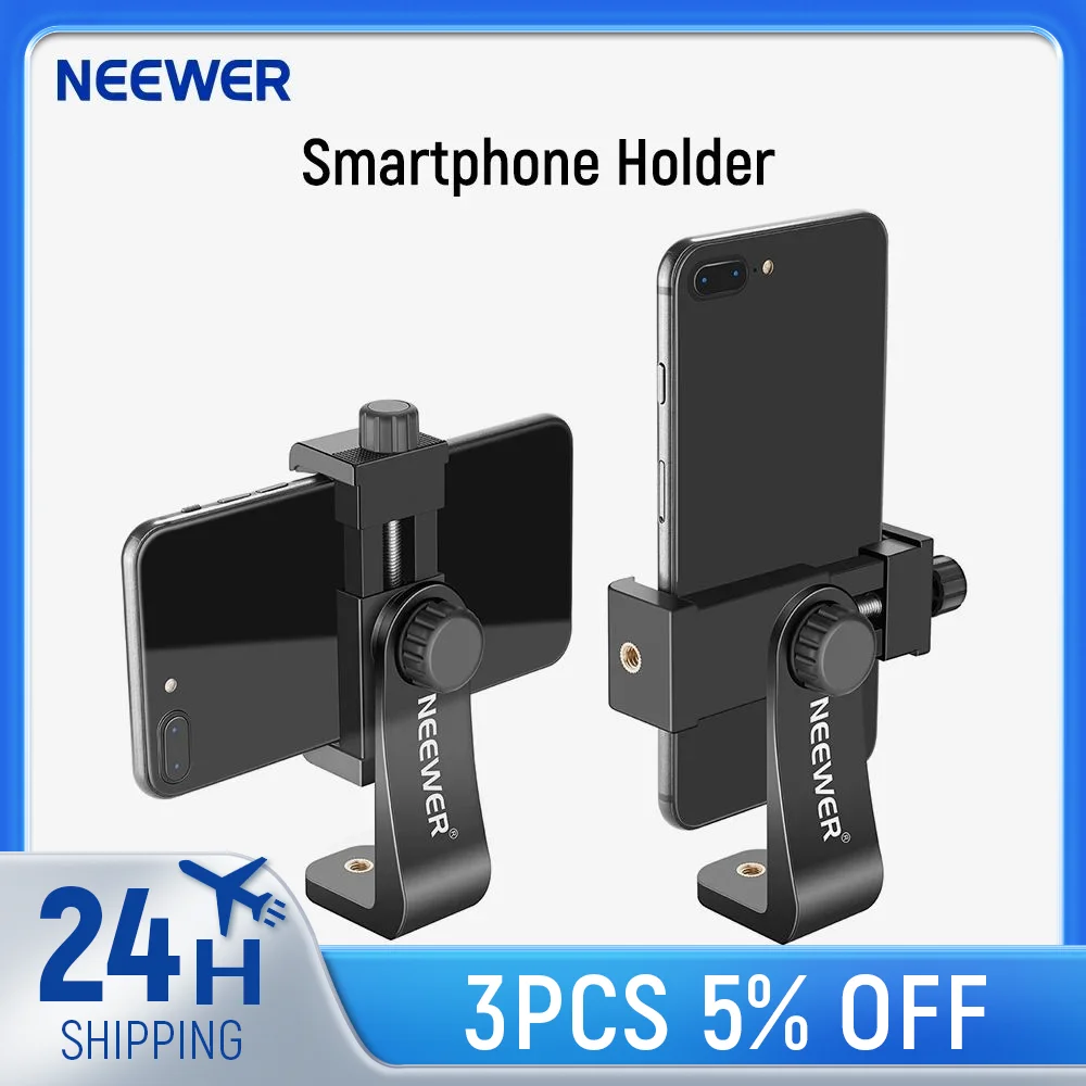 NEEWER Smartphone Holder Vertical Horizontal Bracket Tripod Mount Adapter with 1/4inch Thread, Cell Phone Clip