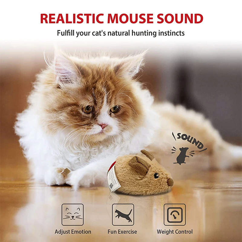 GiGwi Pet Toy Smart Sensor Pulley Mouse Catnip Mice Cats Toys Plush Cat Toy For Kitten Cute Plush Interactive Cat Accessories