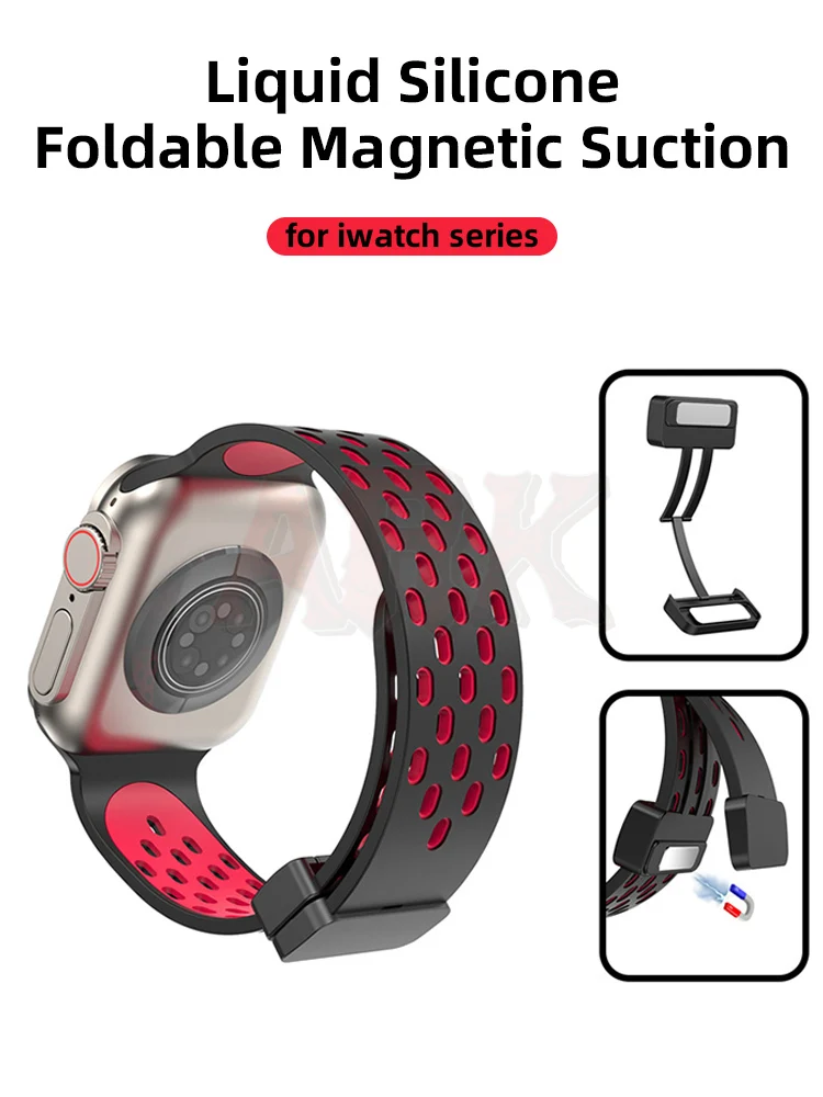 Correa para Apple watch ultra band, pulsera magnética de silicona de 49mm, 44mm, 45mm, 41mm, 40mm, 42mm, 38mm, 45mm, iWatch Series 8 se 7 6 5 3