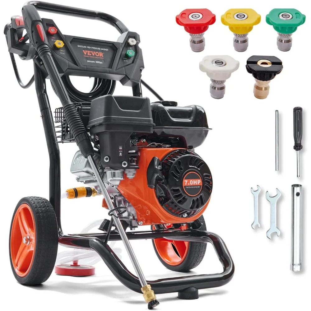 VEVOR 3600 PSI 2.6 GPM غسالة ضغط الغاز مع مضخة نحاسية، مسدس رش، وعصا تمديد، 5 أطراف توصيل سريعة #1