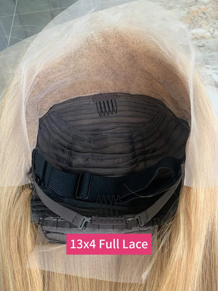 # 27 Медовый блондин Цветной парик 13x4 Боб Парики из натуральных волос на кружеве Вьетнамский двойной рисунок Плотность 250 Парик из натуральных волос на кружеве