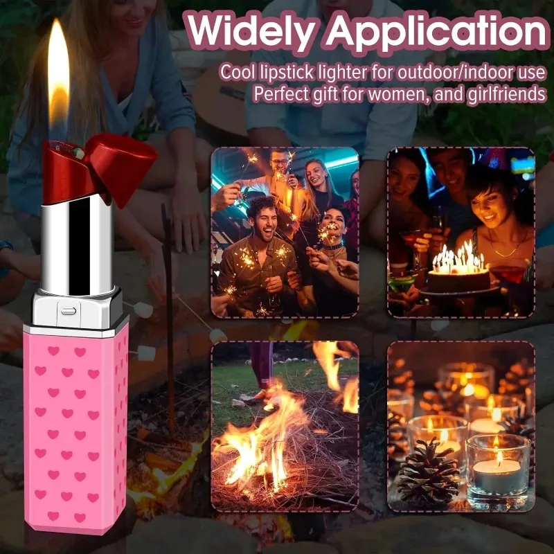 

2026 Windproof Cute Lipstick Inflatable Lighter Portable Mini Butane Lighter Cigarette Accessories Women's Fashion Gift(No Gas)