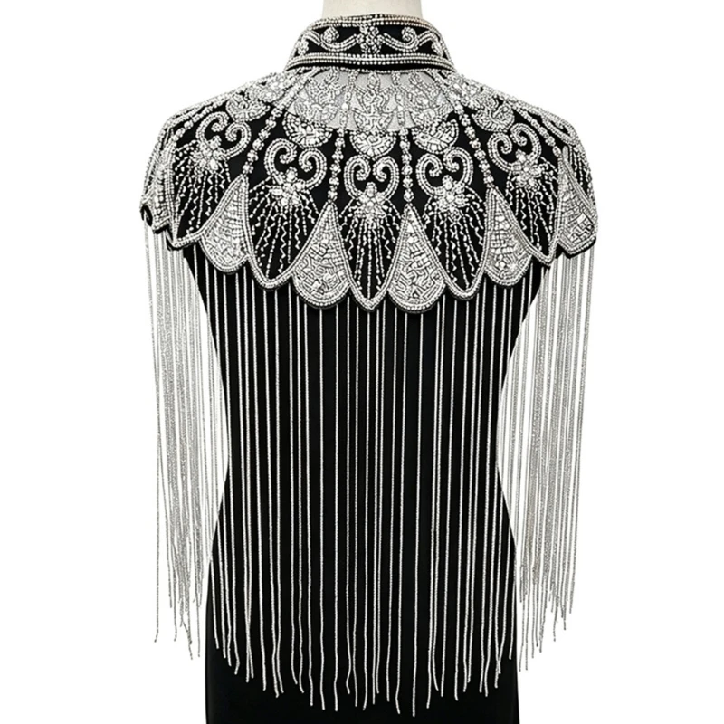 Ornate Beaded Capelet for Gowns, Dresses, and Formal Photography D0UB