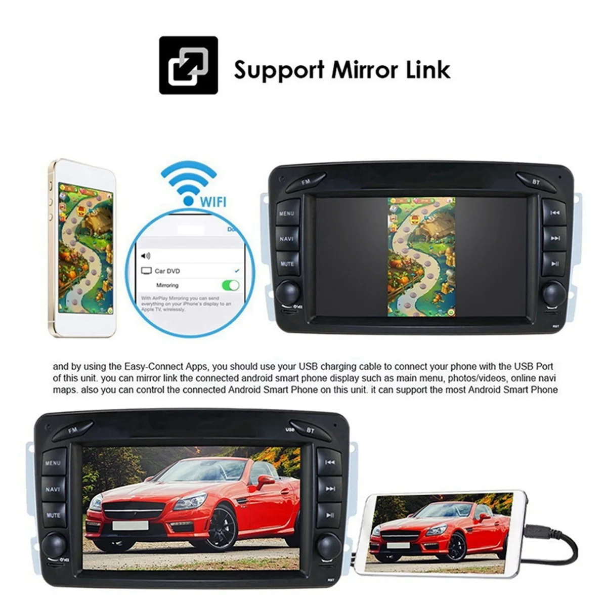 

Android 10 Quad Core Car Media Player Radio GPS WIFI Bluetooth Steering Wheel Control for Mercedes Benz W209 1998-2006