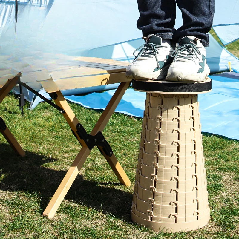 Soft Rubber Folding Stool Portable for Outdoor Travel Adjustable Telescopic Storage Convenient Space Saving Sturdy