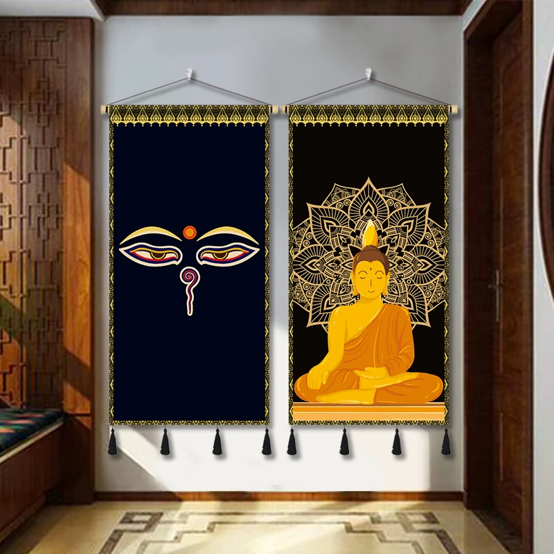 タイの生地の装飾吊り絵タイのレストランヨガスタジオの人々