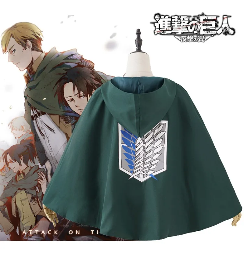 Attack on Titan Levi Ackerman anime 2D Wings of Freedom Captain Mikasa cloak Halloween cosplay costume cool waterproof cloak