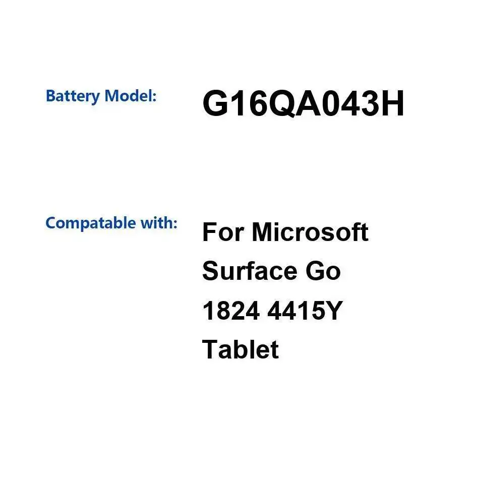 

Хорошая низкотемпературная батарея 3411 мАч для планшета Microsoft Surface GO 1824 4415Y G16QA043H