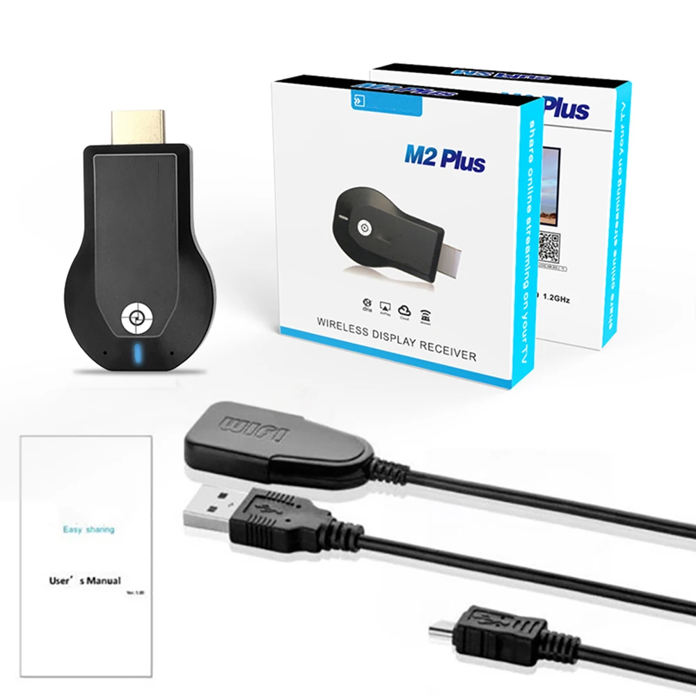 Récepteur de dongle TV d'affichage WiFi sans fil, compatible HDMI, TV M2, prise en charge de la clé TV, IOS, Android, Windows, 1080P