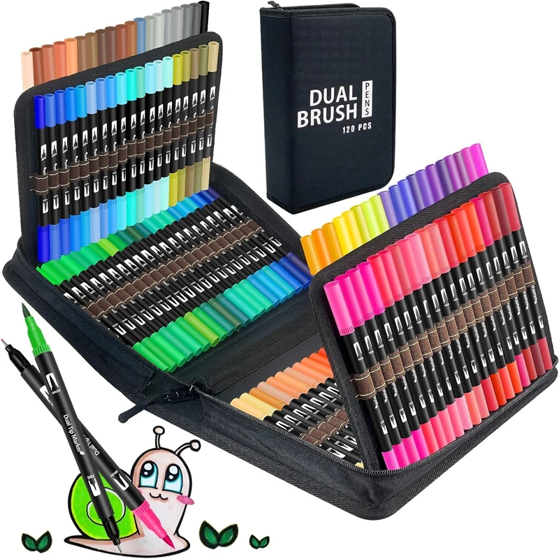 Dual Brush Marker Pens, 60/72/80/100/120 Colors Art Markers with Fine and Brush Tip Coloring Markers for Adults, Students