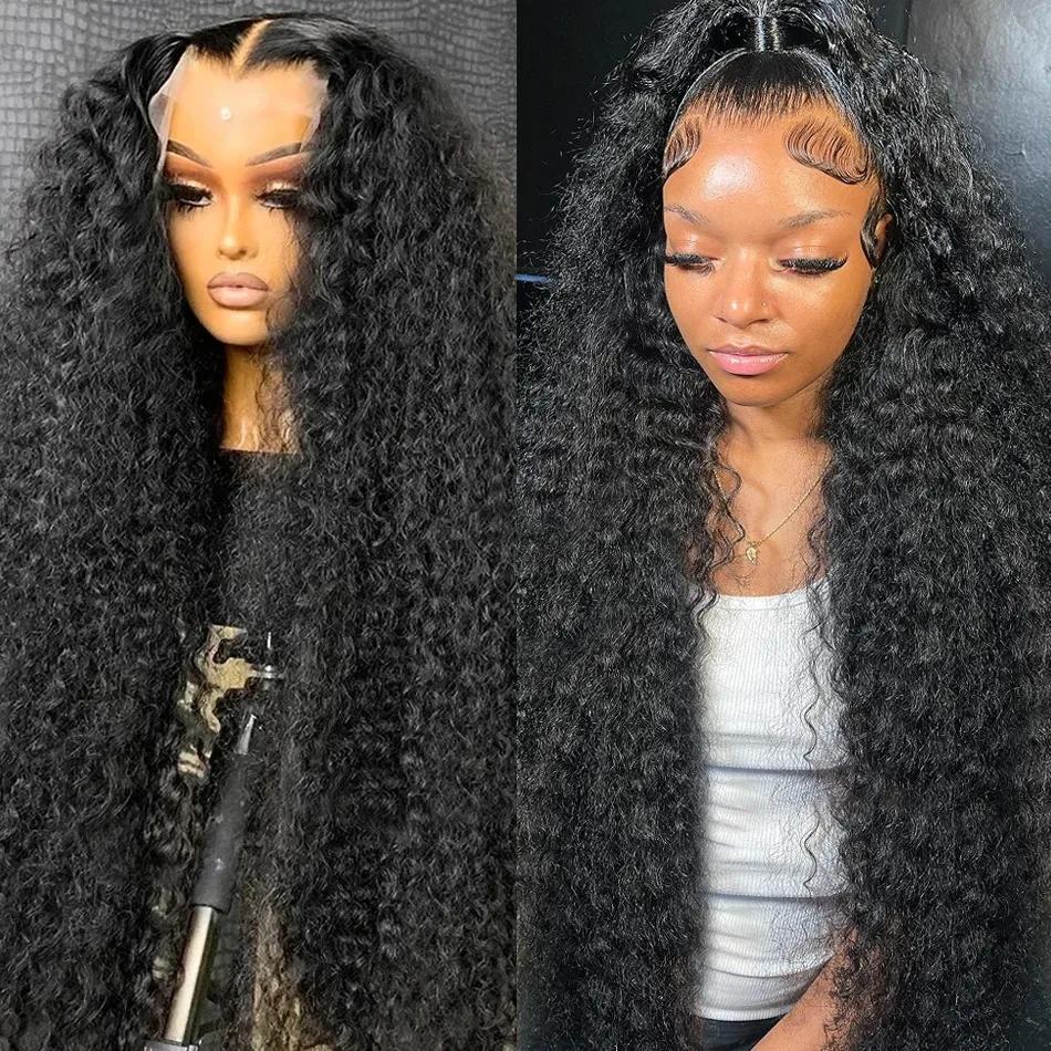 

40 Inch Curly 180 Density 13X6 13X4 HD Transparent Lace Front Human Hair Wigs Deep Water Wave Lace Frontal Wig For Black Women