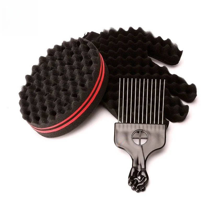 

3Pcs Black Sponge Curling Perm Sets Oval Double Curlers Hair Brushes Sponge Gloves Salon Professional High Quality Styling Tools