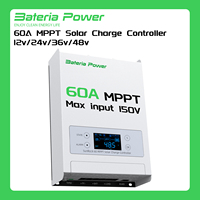 60A 12/24/36/48V MPPT Solar Charge Controller, 99.5% MPPT Efficiency Solar Panel Charge Regulator