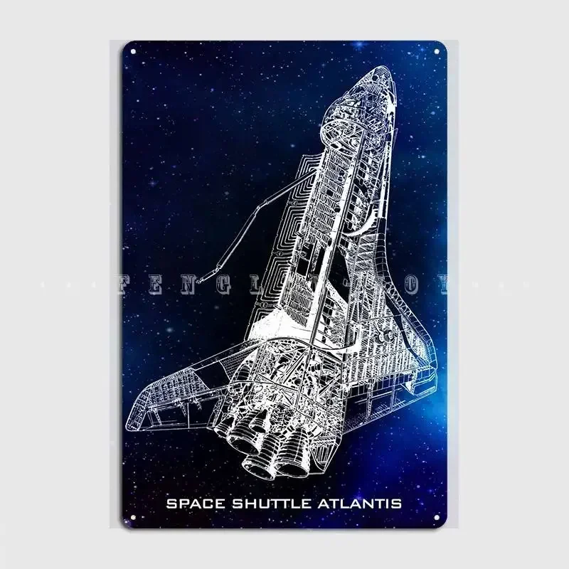 Space Shuttle Atlantis Poster Metal Sign Printed Printing Kitchen Garage Decoration Tin Sign Poster