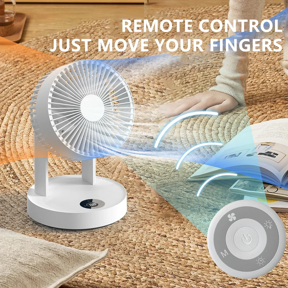 

HX938 Desktop Cycle Fan Remote Control Five Speed Adjustment Office Home Quiet Atmosphere Night Light Removable Cycle Fan Summer