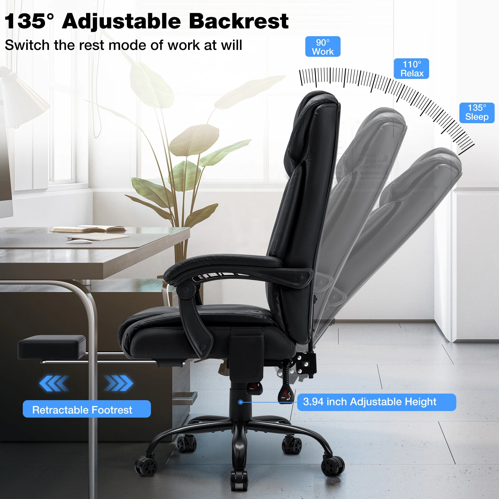 Factory Direct 2026 Gaming Chair Massage Office Chair Ergonomic with Heating and 7 Vibration Points Footrest, 200KG Load Capacit