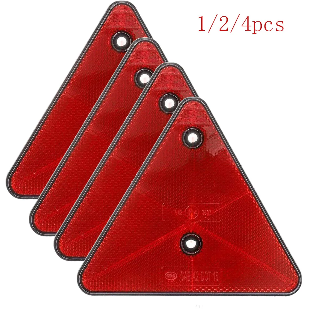 Réflecteurs triangulaires rouges, 1/2/4 pièces, réflecteurs arrière, avertissement de sécurité pour remorque, vélo, moto, camion, bateau, accessoires de voiture