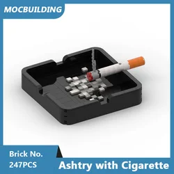 MOC Building Blocks Ashtry with Cigarette & Lighter Model Classic Assembled Bricks Creative Ornament Collection Display Toy Gift