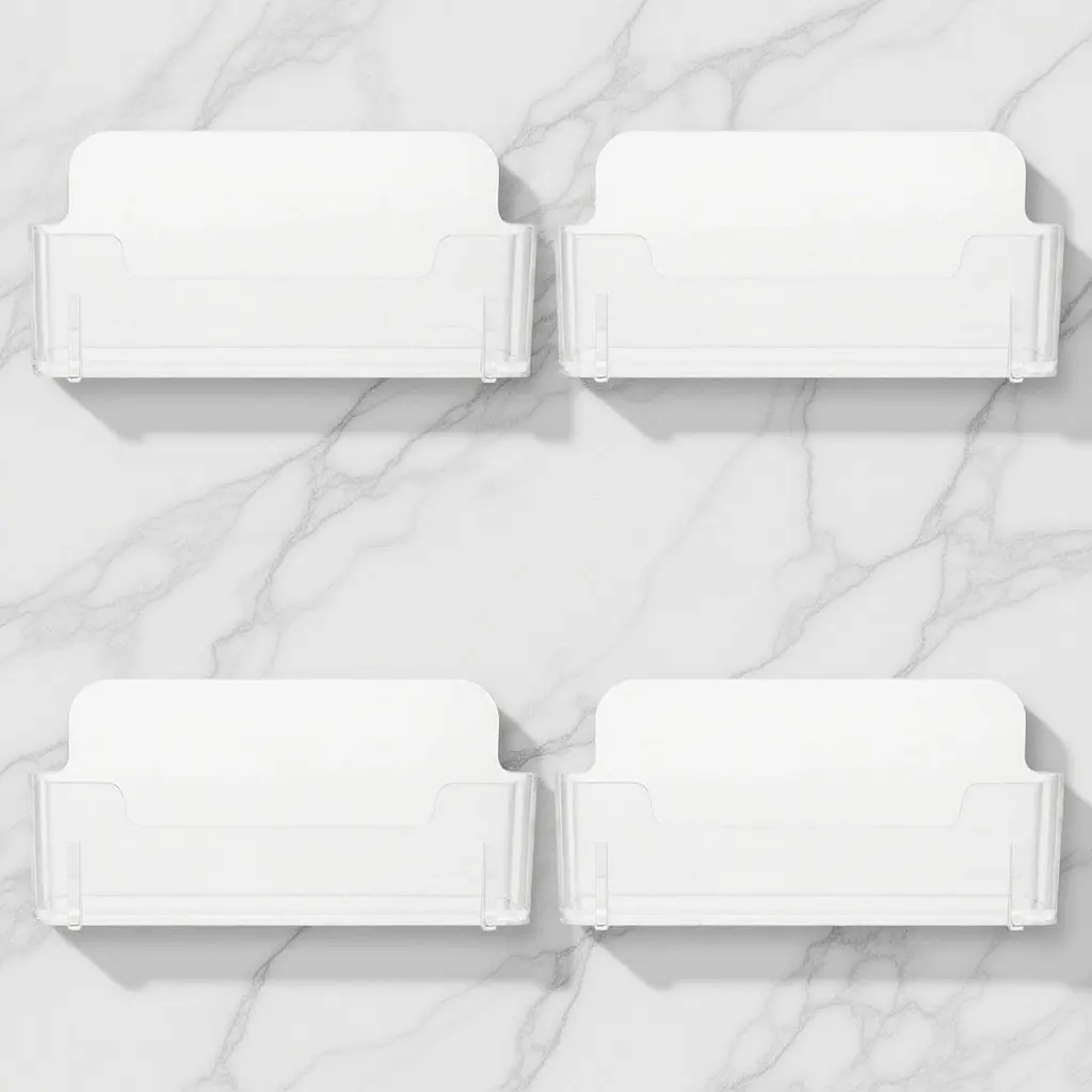 

4Pcs Acrylic Business Card Holders Clear Cards Stand Desktop Organizer Office Supplies Name Card Display Business Cards Holder