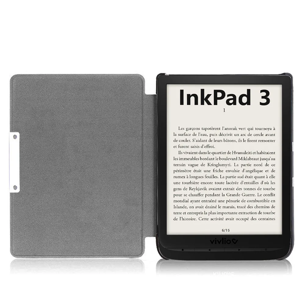 Case for Pocketbook Tea Vivlio InkPad 3 PB740  7.8" Color EReader Premium Leather Shell Flip Cover With Auto Sleep Cases