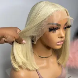 613 Blonde 13x4 Short Bob Lace Front Wig Straight Human Hair Raw Vietnamese Undetectable Lace Wig Natural Hairline Glueless Wigs