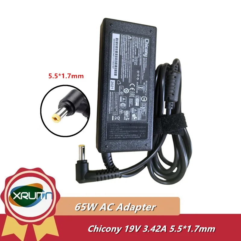 Chicony 19V 3.42A 65W A11-065N1A AC Adapter For Acer Laptop Power Charger 5.5*1.7mm PA-1650-02 ​PA-1650-69 ​PA-1650-86