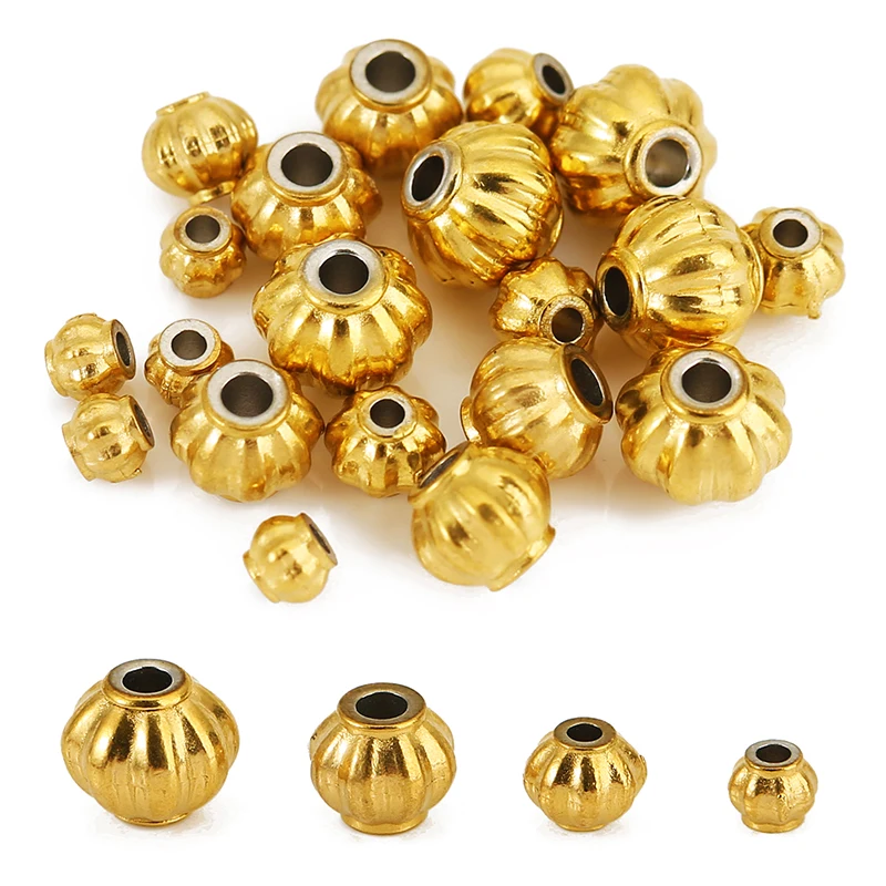 30 teile/los 3/4/5/6mm Edelstahl Spacer Perlen Charme Laterne Lose Perlen für DIY Armbänder Halskette schmuck Machen Zubehör