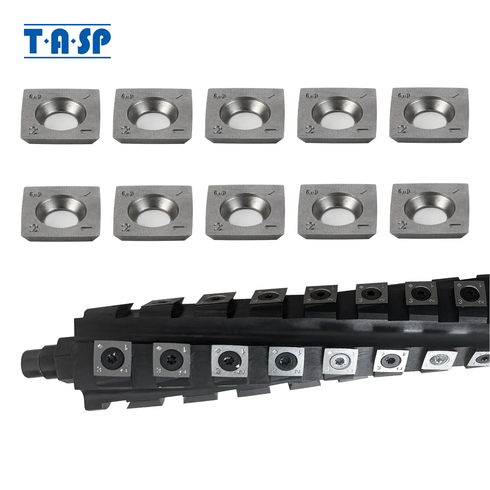 

TASP 10pcs 15mm Carbide Inserts Square with Radius R150 for DeWalt DW735 Spiral Helical Planer Cutter Head and Woodturning Tools