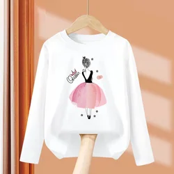 Aimi Lakana Student Girl Fashion T-Shirt Kids Long Sleeve Tops Spring Party Dresses Girls Cotton Printed Shirt