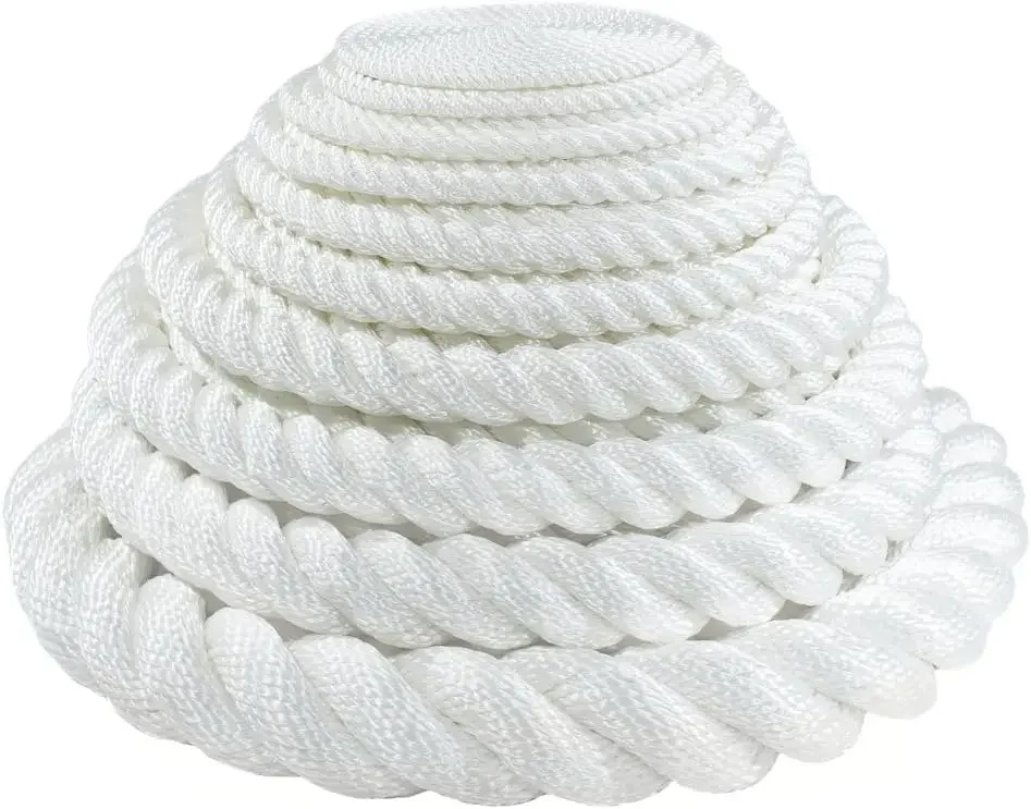 White Twisted Nylon Rope (1.25 Inch x 100 Feet) - Multipurpose Utility Line