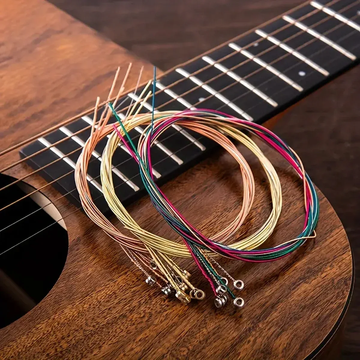 Enhance Your Music with 6 Premium Acoustic Guitar Strings - High-Quality Steel Set for Acoustic Guitars, Essential Accessories!