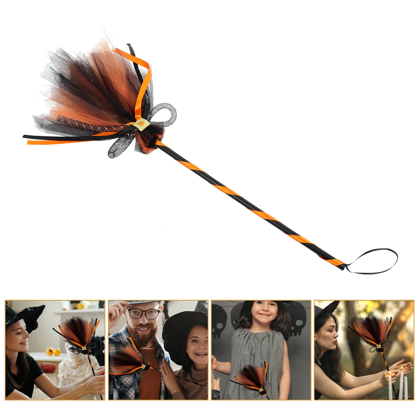 

Creative Witch Broom Lightweight Comfortable Grip Easy Carry Home Ornament Besom Halloween Party Prop Broomstick Decorative