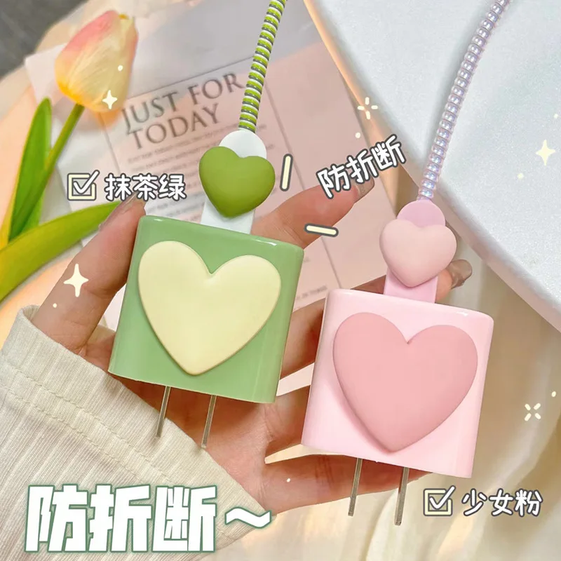 Pink Love Bow Charging Data Cable Protector Winder Accessories for IPhone 18/20w for IPhone 14 13 12 Charger Protective Cover