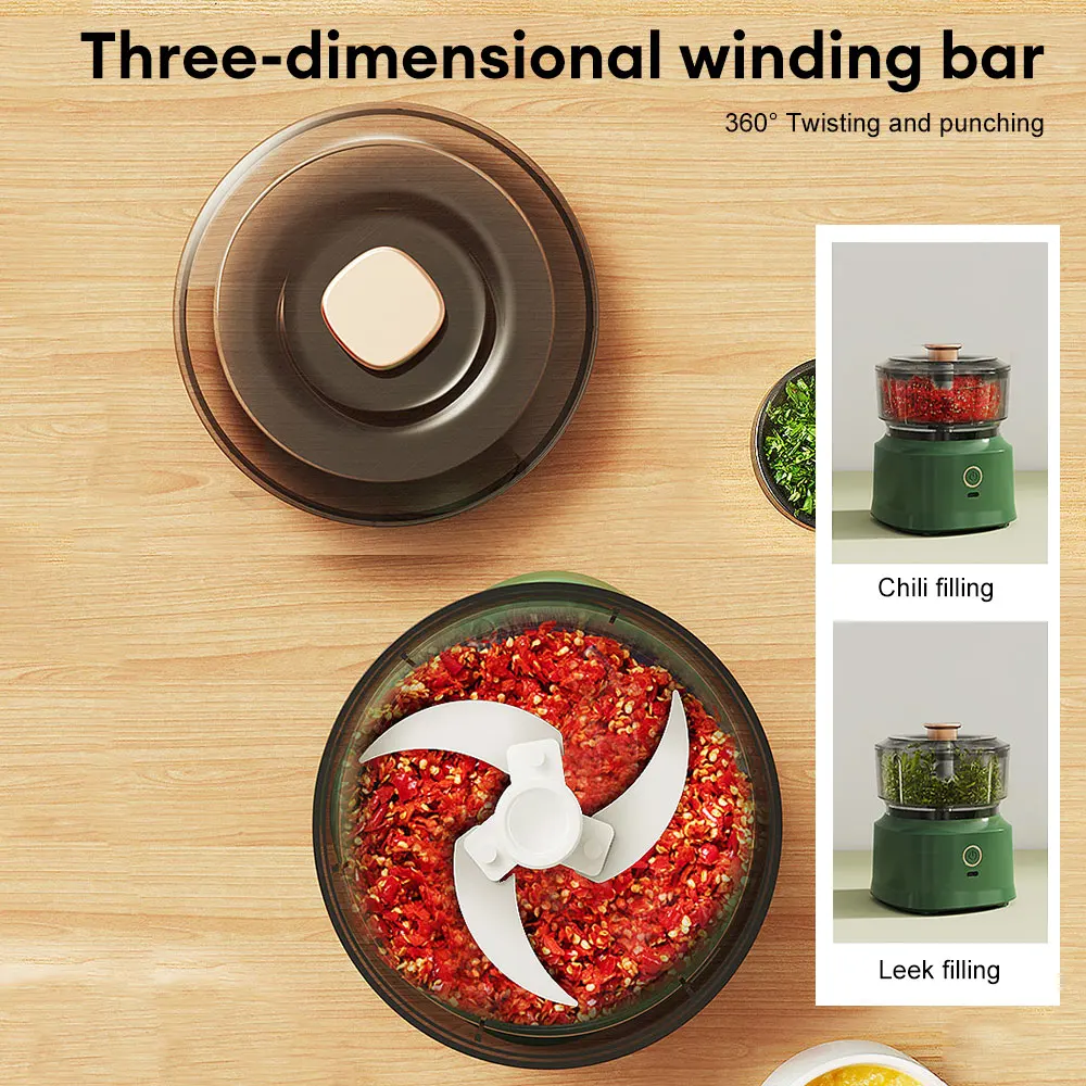 Mini Electric Garlic Press Wireless Garlic Chopper USB Charging Meat Grinder Vegetable Fruit Onion Food Shredder Kitchen Tool