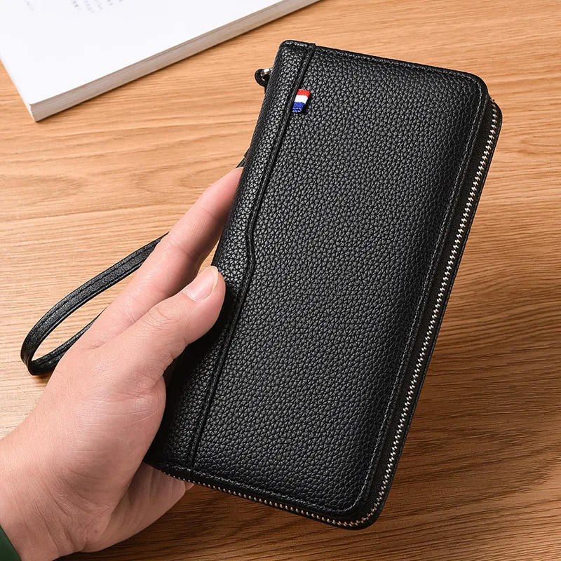 Men's Leather Handbag, Multifunctional Long Wallet, Large Capacity Fashionable Mobile Phone Bag, Personalized Card Holder 2026