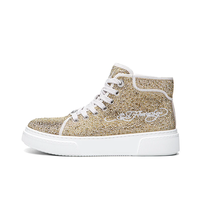 Men Ed Hardy Shoes Hot Sale Luxurious Sneakers Genuine Leather high top shoes Balance Fashion Ed Shoes Luxury blingbling Boots